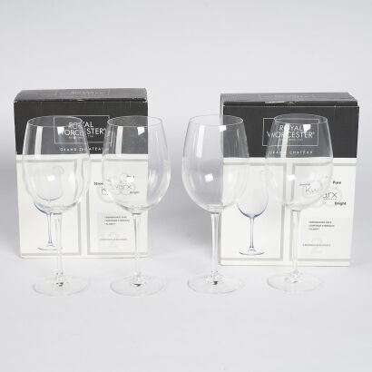 A Set Of Four Royal Worcester Grand Chateau Bordeaux Glasses