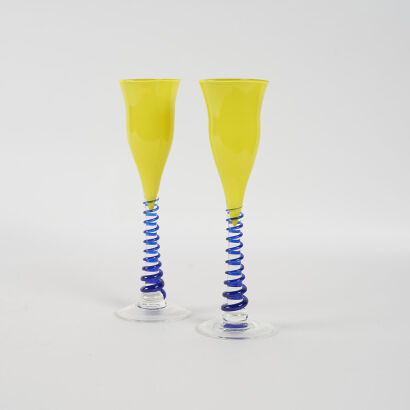 A Pair Of Lynette Campbell Wine Glasses