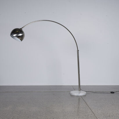 An Arched Floor Lamp With Marble Base