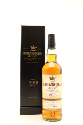 (1) Highland Queen 1986 Majesty Single Malt Scotch Whisky, 40% ABV (Bottled in 2012, Bottle No. 1293/1850)