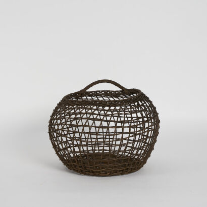 A Rattan Core Hand Woven Round Basket