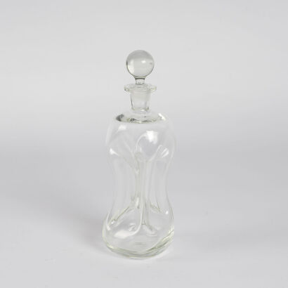 A Dimpled Handblown Crystal Decanter