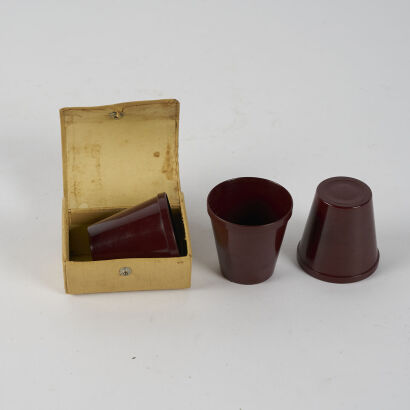 A Set Of Three Bakelite Nip/Whiskey Travel Cups