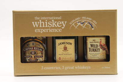 (1) International Whiskey Experience gift box, Chivas Regal, Jameson, Wild Turkey, 3x 200ml