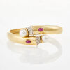 18ct Yellow Gold, 1.32ct Ruby and Pearl Hinged Bangle