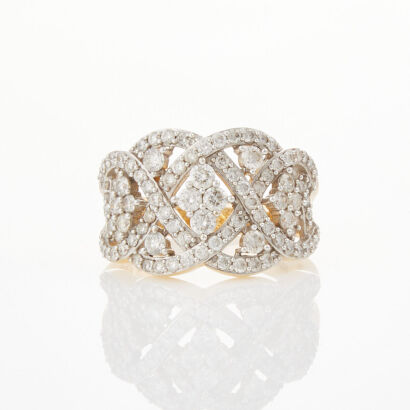 14ct Yellow and White Gold, 1.50ct Diamond Dress Ring