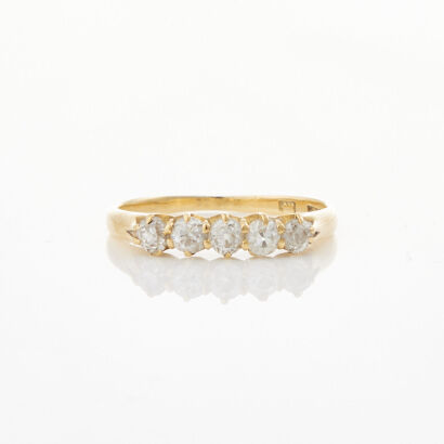 18ct Yellow Gold, Five Stone Old Mine Cut .50ct Diamond Ring