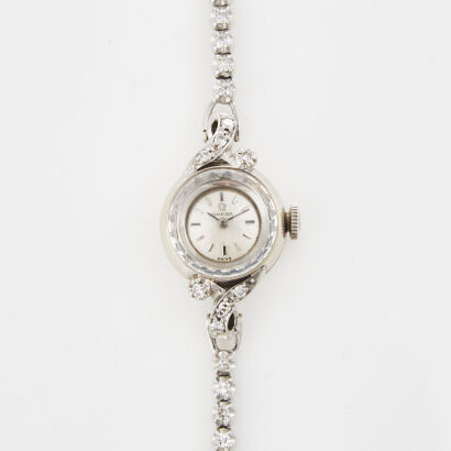 14ct White Gold Vintage Ladies Omega Cocktail Wristwatch