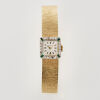14ct Yellow Gold, Vintage, Movado Wristwatch with Emerald and Diamond Bezel