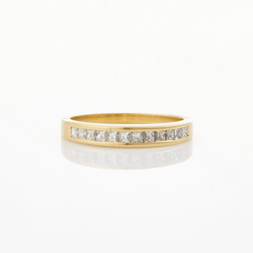 18ct Yellow Gold, .60ct Princess cut Diamond Band