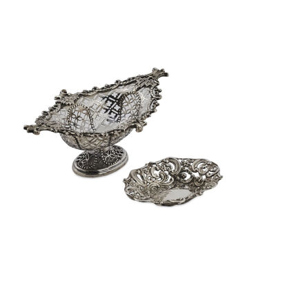 A Pair of Sterling Silver Pierced Candy Dishes