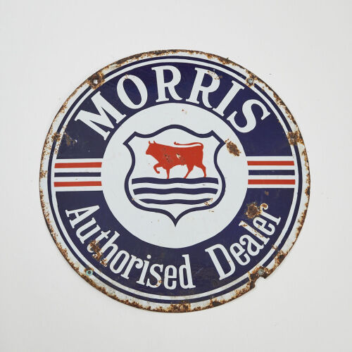 Circular Morris Authorised Dealer Enamel Sign