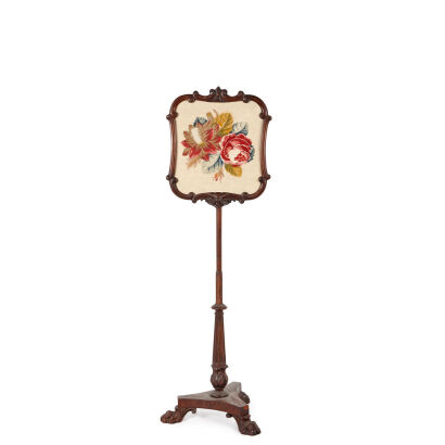 A Victorian Mahogany Pole Screen&nbsp;