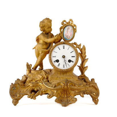 A French Rococo Style Gilt Clock&nbsp;