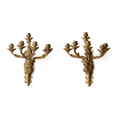 A Pair of Louis XV Style Gilt Bronze Sconces