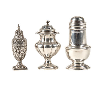 A Trio of Sterling Silver Pepperettes