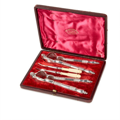 A Cased Silver-Plated Lobster Set