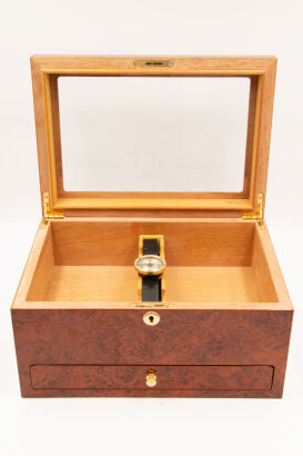 A Walnut Veneer Cigar Humidor