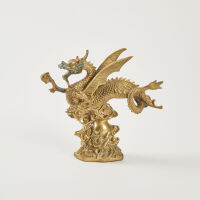 A Chinese Brass Statue of a Dragon