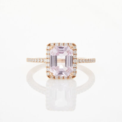 18ct Rose Gold, 2.56ct Kunzite and .26ct Diamond Ring