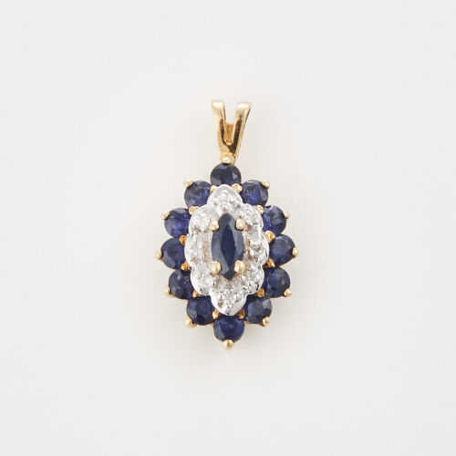 10ct Yellow Gold, .50ct Sapphire and .04ct Diamond Pendant