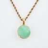 14ct Yellow Gold, Rope Chain with 16mm Cabochon Jade Pendant