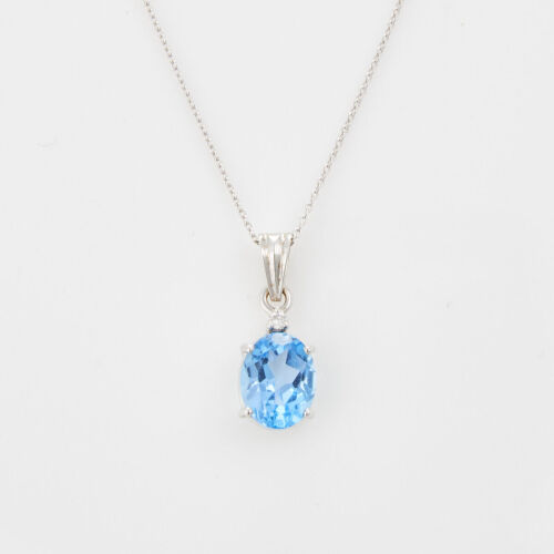 18ct White Gold, 2.35ct Topaz and Diamond Necklace