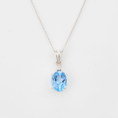 18ct White Gold, 2.35ct Topaz and Diamond Necklace