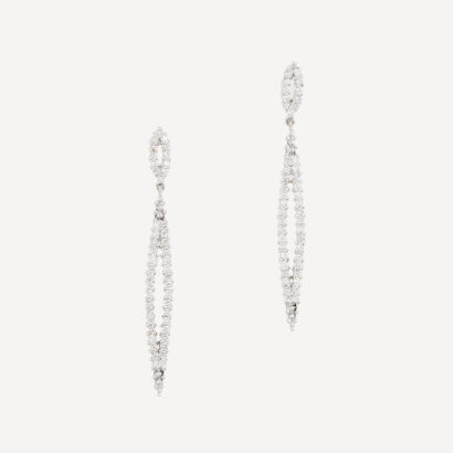 18ct White Gold, 1.00ct Diamond Drop Earrings