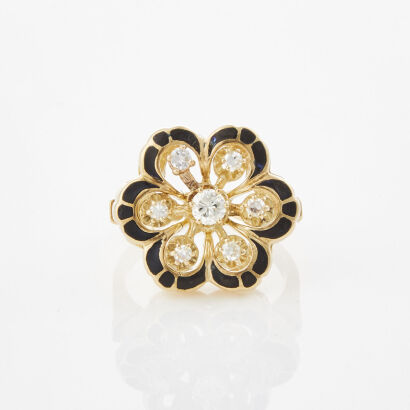 14ct Yellow Gold, .25ct Diamond Cluster Ring