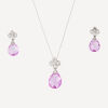 10ct White Gold, Synthetic Pink Sapphire/Diamond Pendant and Earring Set