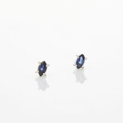 14ct White Gold, Marquise cut Sapphire Stud Earrings