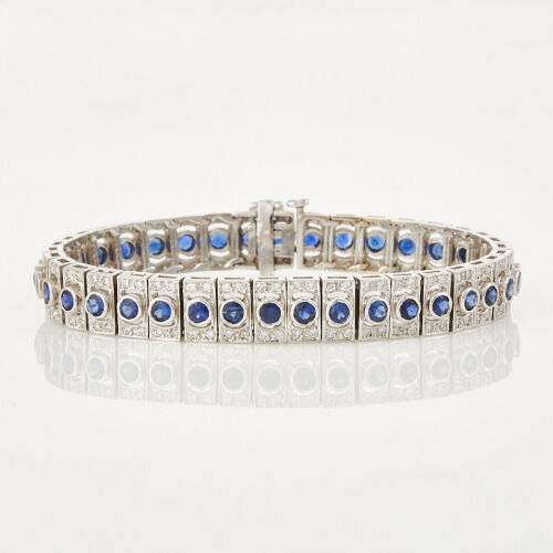 14ct White Gold, 4.55ct Sapphire and 1.00ct Diamond Bracelet