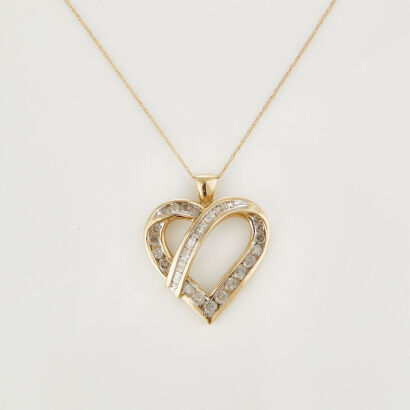 10ct Yellow Gold, Heart Shape .75ct Diamond Pendant