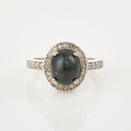 14ct White Gold, 5.00ct Sapphire and .50ct Diamond Ring