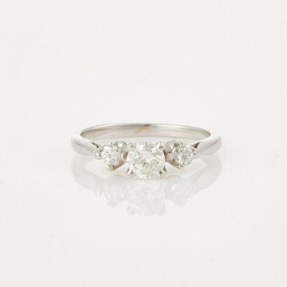 14ct White Gold, Three Stone, .50ct Diamond Ring