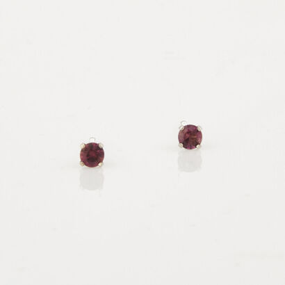 14ct White Gold, 3.10mm Round Cut Pink Sapphire Stud Earrings