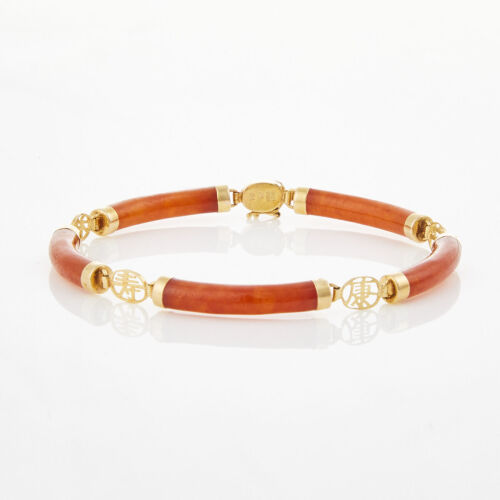 14ct Yellow Gold, Carnelian Bracelet