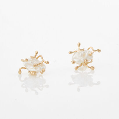 14ct Yellow Gold, Baroque Pearl Stud Earrings