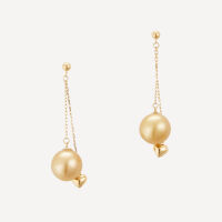 18ct Yellow Gold, 10mm Burmese South Sea Pearl Drop Earrings