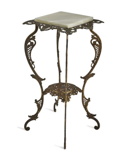 An Elaborate Art Nouveau Style Jardinere Stand with stone top