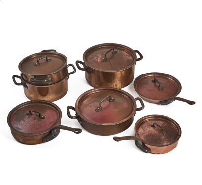 Eight Assorted Copper Pots