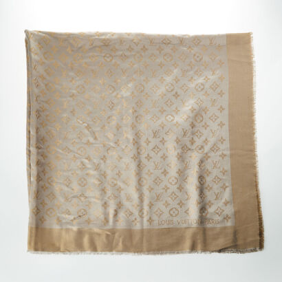 Louis Vuitton SO Shine Monogram Silk and Wool Blend Shawl with Box