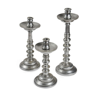 A Trio of Silver Style Candlesticks