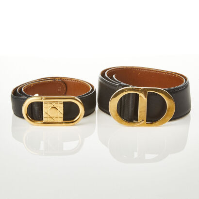 Two Vintage Christian Dior Leather Belts