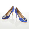 Manolo Blahnik Satin Hangisi 70 Heels with Box, Size 37 1/2 - Near New