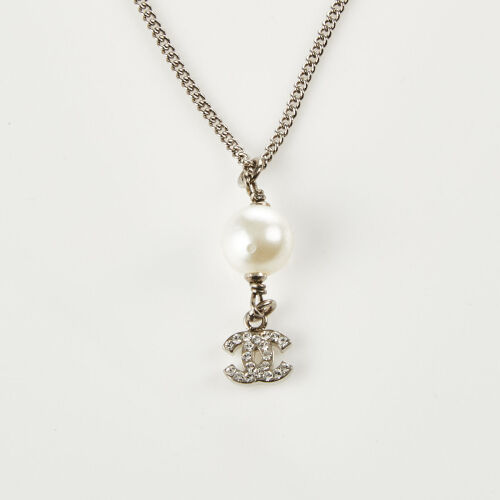 Chanel Crystal CC Faux Pearl Necklace