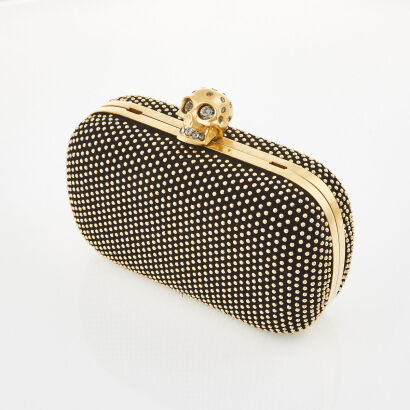 Alexander McQueen Studded Skull Clutch with Box