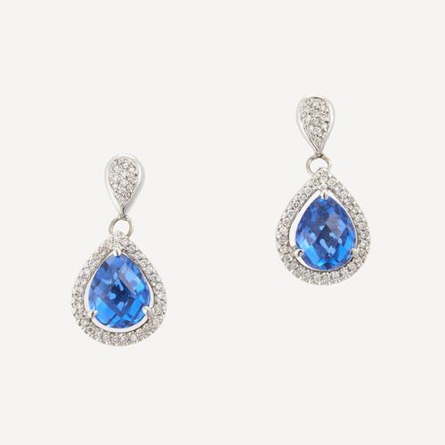 14ct White Gold, Synthetic Spinel and .80ct Diamond Earrings