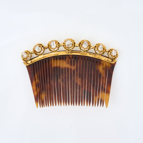 14ct Yellow Gold, 1.26ct Diamond Set Tortoise Shell Comb